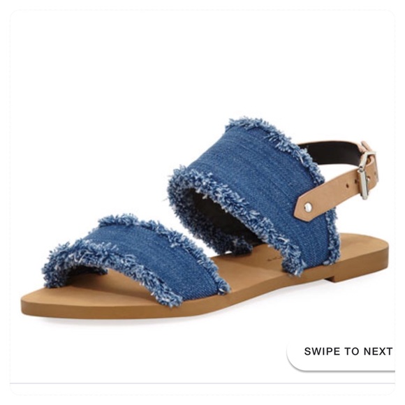 Rebecca Minkoff | Shoes | Rebecca Minkoff Emery Denim Fringe Flat Sandals |  Poshmark